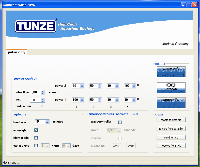 Tunze Multicontroller 7096 - schermata computer