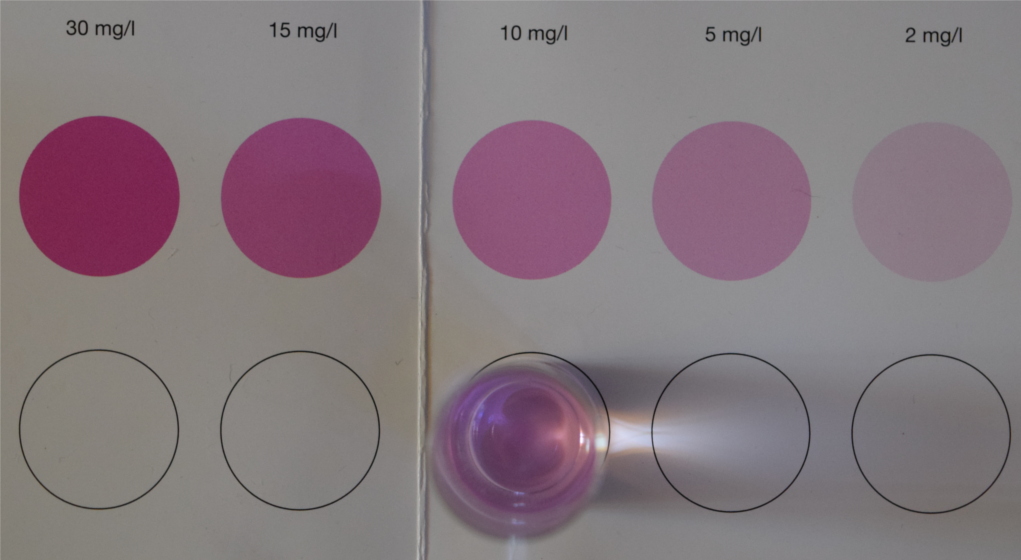 Here, the test shows a 10 mg/l value