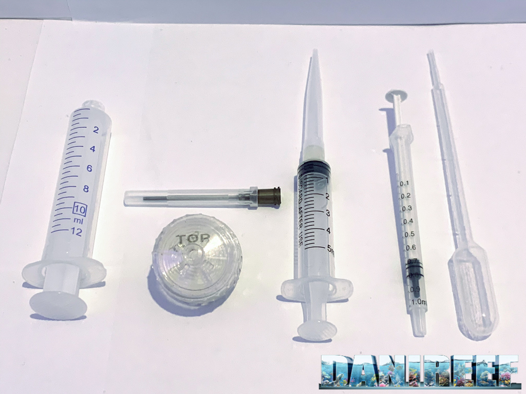 Syringes, pipettes and accessories. Some of these only need for the dilution procedure