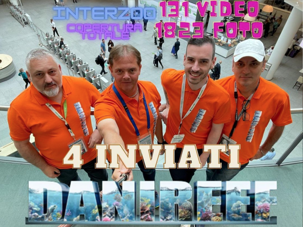 DaniReef Staff Interzoo 2022: da sinistra Simone Baglioni Hioct999, Danilo DaniReef, Andrea Carmagnola, Giorgio Lumaz