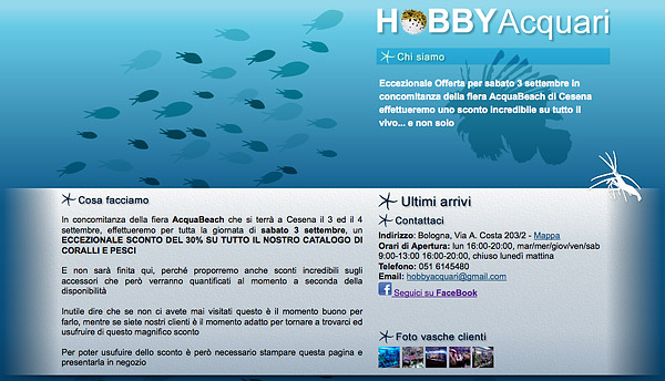 Incredibile sconto del 30% di Hobby Acquari in occasione di AcquaBeach