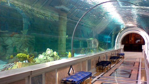 Il tunnel sottomarino del Royal Palace Shark Encounter Aquarium, progettato e costruito a partire dal 2005 dalla compagnia "Issham Aquatics" con sede in Arabia Saudita.