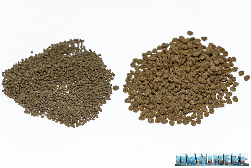 Mangime granulare in Alghe Seaweed Extreme by Hikari S ed M - consistenza dei granuli a confronto Mangime granulare in Alghe Seaweed Extreme by Hikari S ed M - consistenza dei granuli a confronto