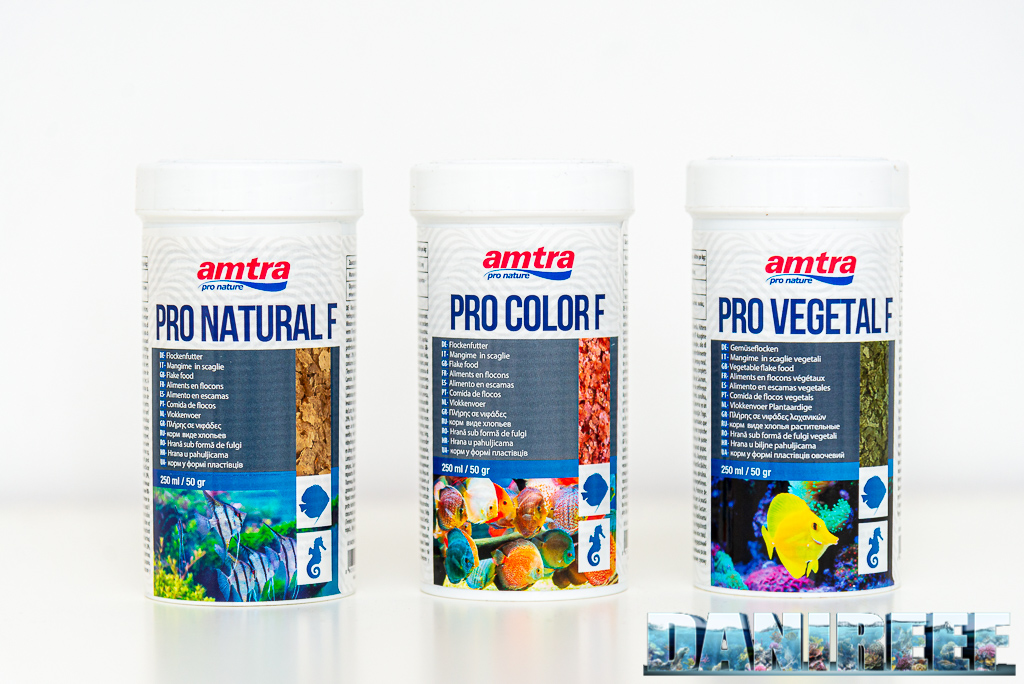I nuovi mangimi Amtra della serie PRO: Natural, Color e Vegetal Flake