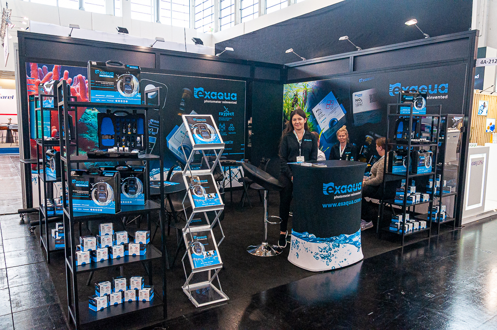 Lo stand Exaqua all'Interzoo 2022 spiccava per la sua accattivante veste grafica