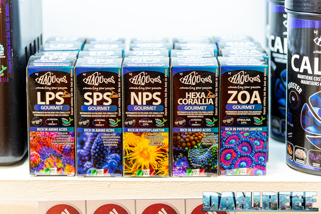 novità prodotti Haquoss presso lo stand Aquarialand a Interzoo 2022: Nutrimento gourmet per LPS, SPS, NPS, Hexacorallia, Zoanthus