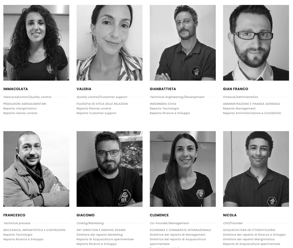 Lo staff al completo di BEA - Bio Engineering Aquaculture
