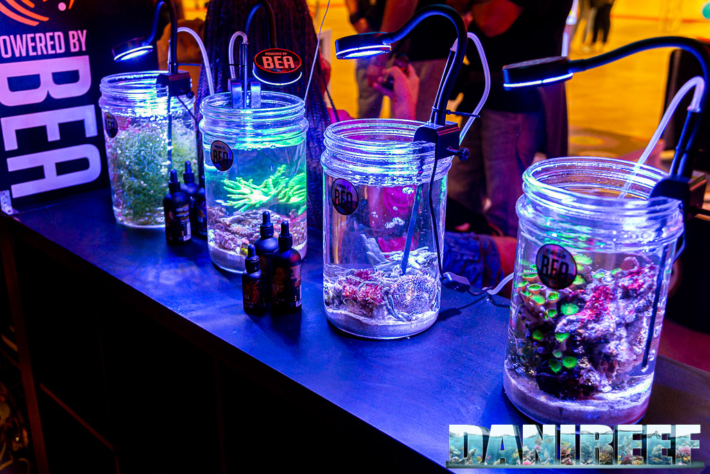 Organismi in bottiglie acquario allo stand BEA durante il PetsFestival 2023