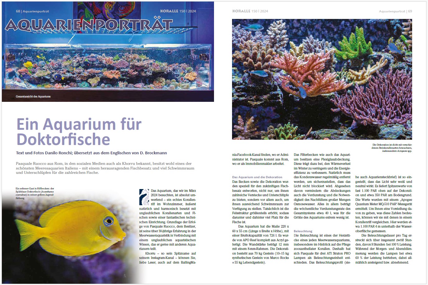 Il bellissimo acquario marino di Pasquale Ruocco su Koralle 150