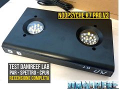 Noopsyche K7 PRO V3 recensione DaniReef LAB: PAR cPUR spettro e consumi
