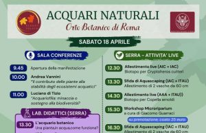 Acquari Naturali all’Orto Botanico di Roma: il 18 e 19 Aprile