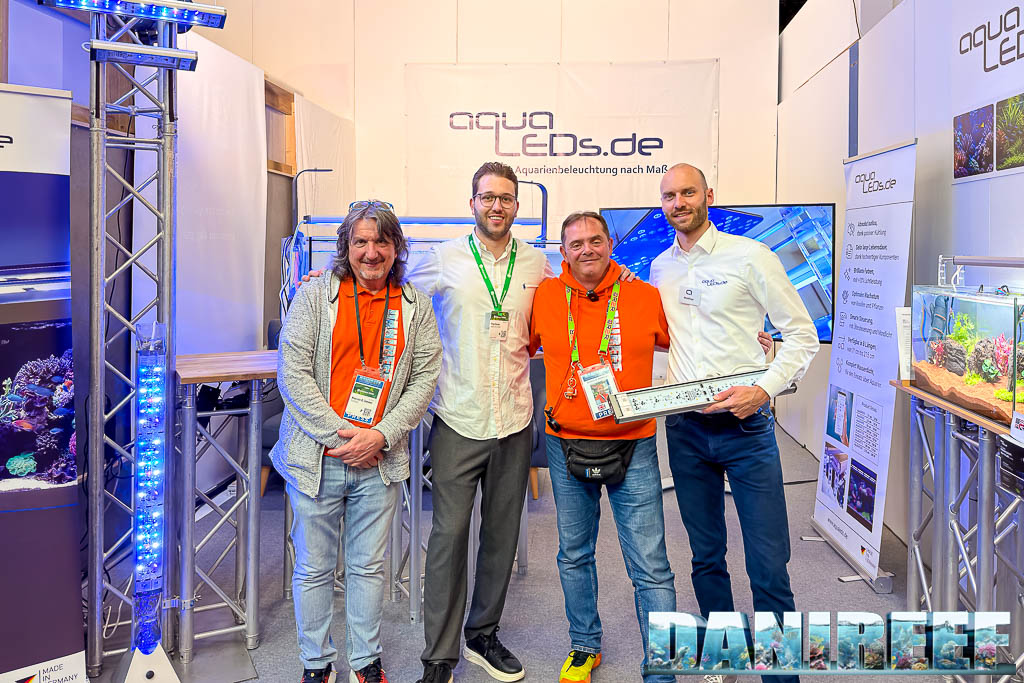 DaniReef, Maurizio Zannoni, Matthias Mogerle e Paul Geiser allo stand AquaLEDs a Interzoo 2026
