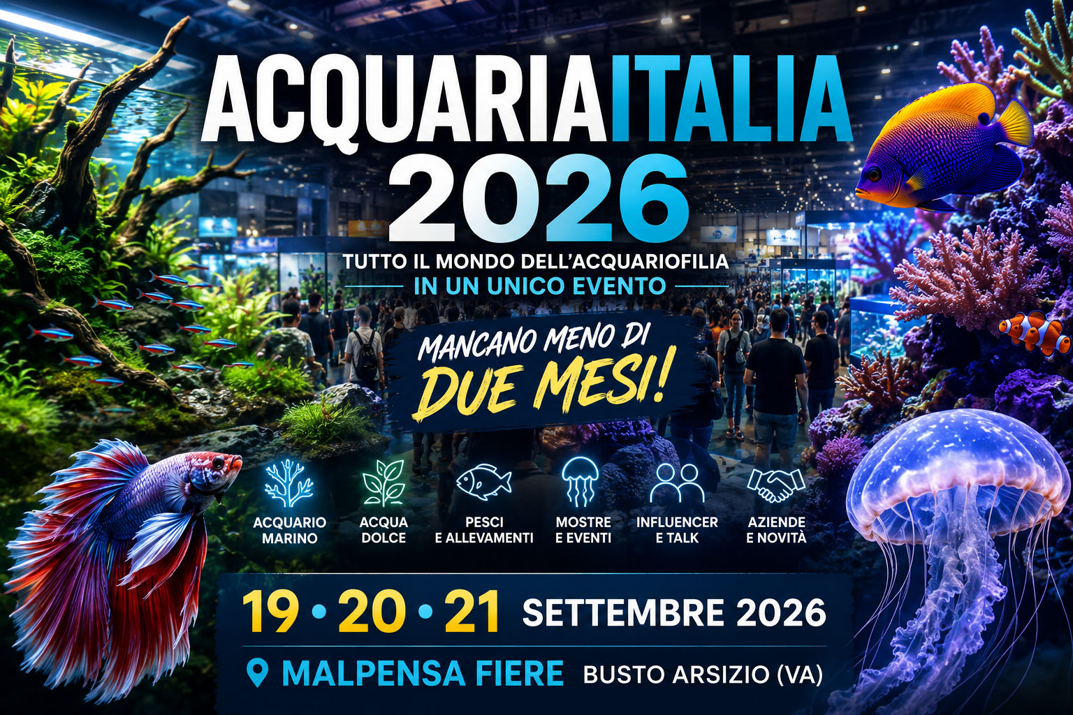 AcquariaItalia 2026 a Malpensa Fiere il 19, 20 e 21 settembre 2026