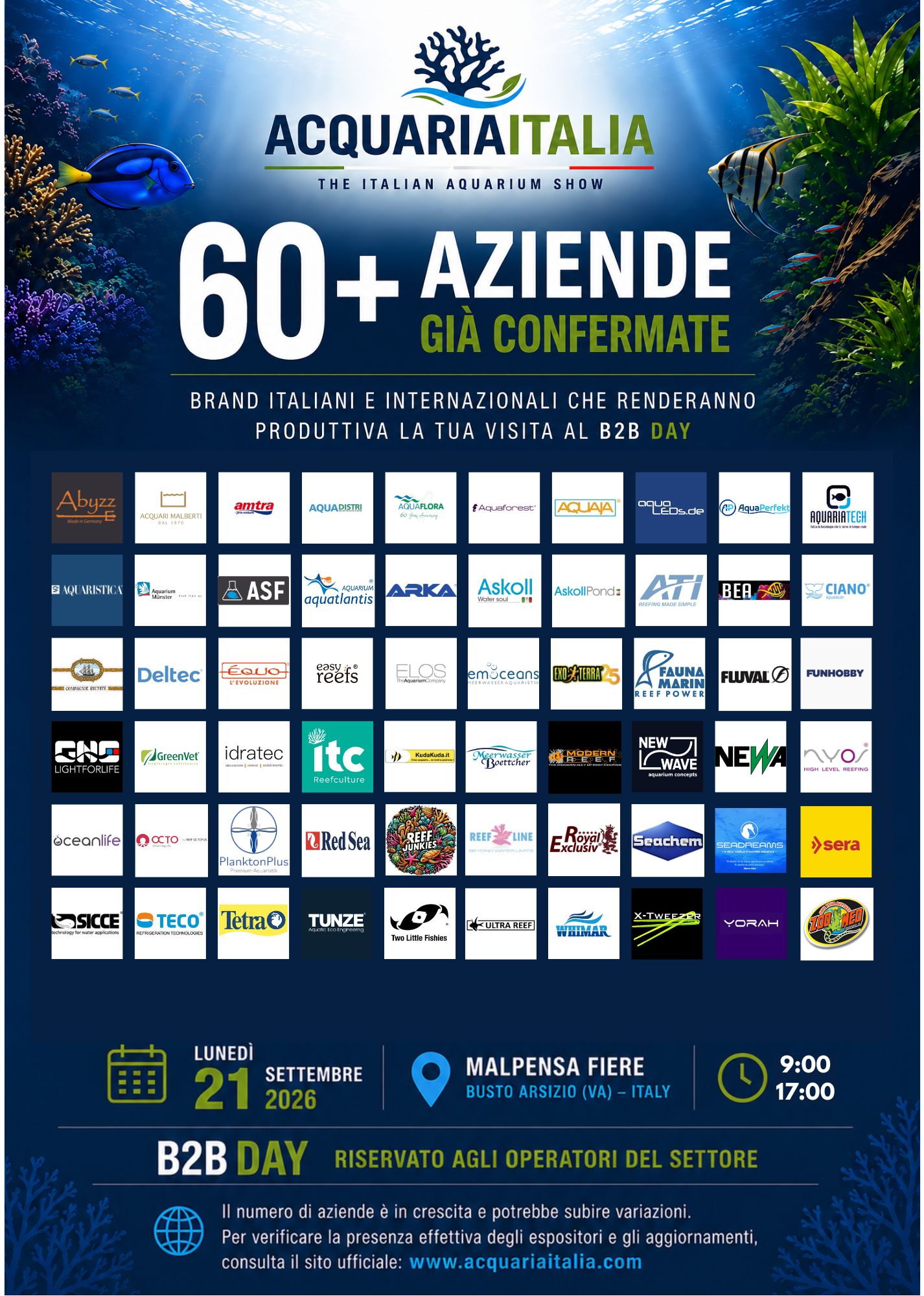 Oltre 60 aziende confermate al B2B Day di AcquariaItalia 2026