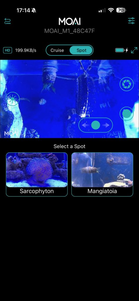 MOAI: Schermata Camera Control SPOT