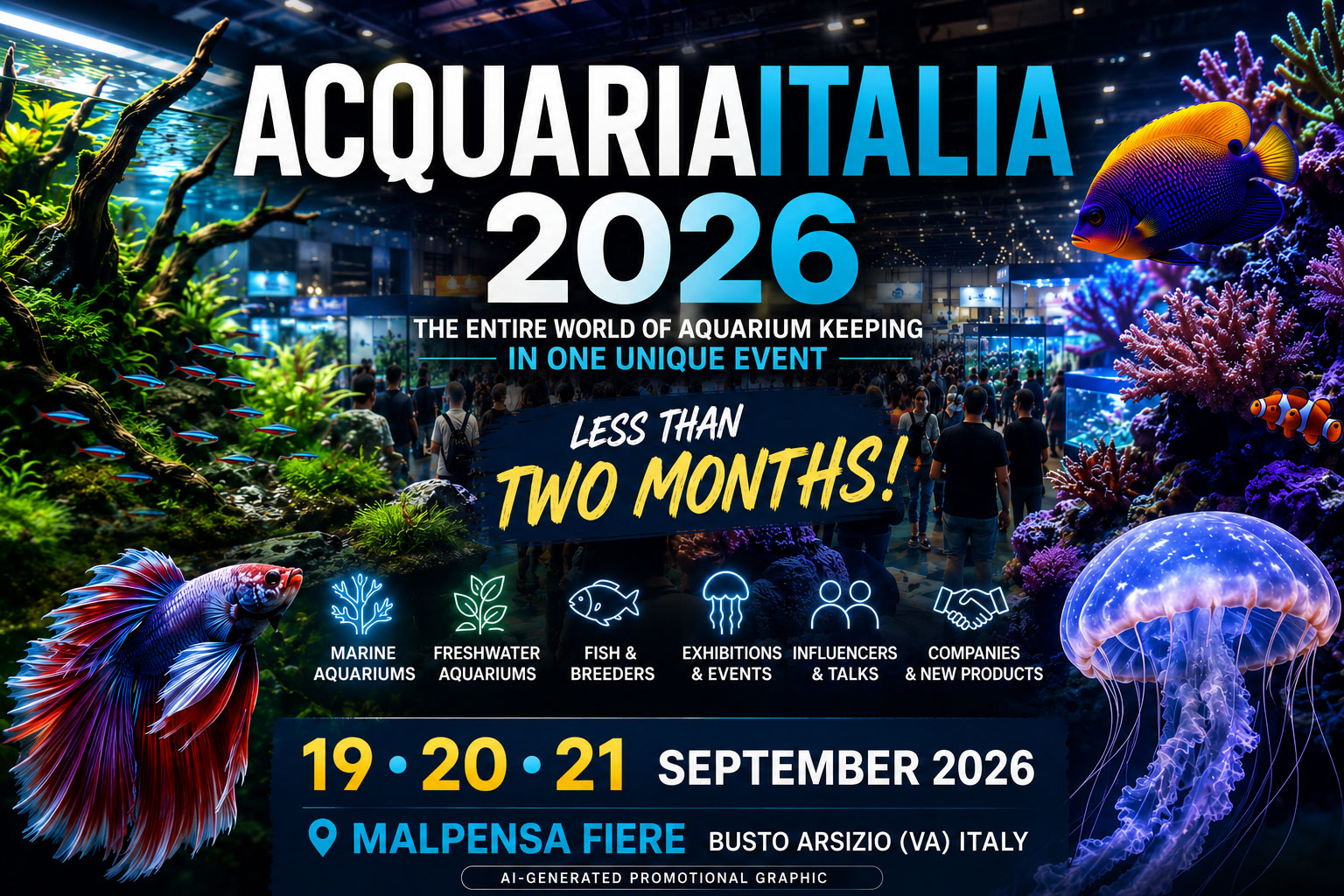Less than two months remain until AcquariaItalia 2026: promotional graphic