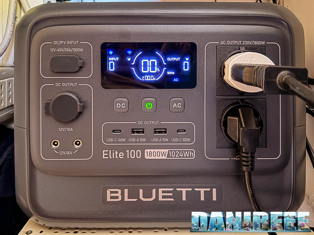 La Bluetti è accesa ma ha sganciato le utenze perché la batteria è a zero