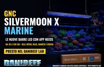 SilverMoon X Marine: le nuove barre LED GNC con app neeos GNC SilverMoon X Marine, le nuove barre LED per acquario marino con app neeos: copertina DaniReef elaborata con intelligenza artificiale su foto prodotto GNC