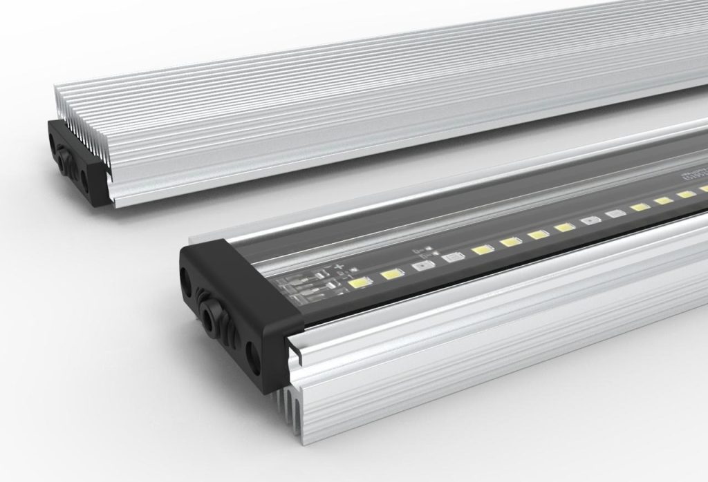 Particolare delle testate di una barra LED GNC con le connessioni